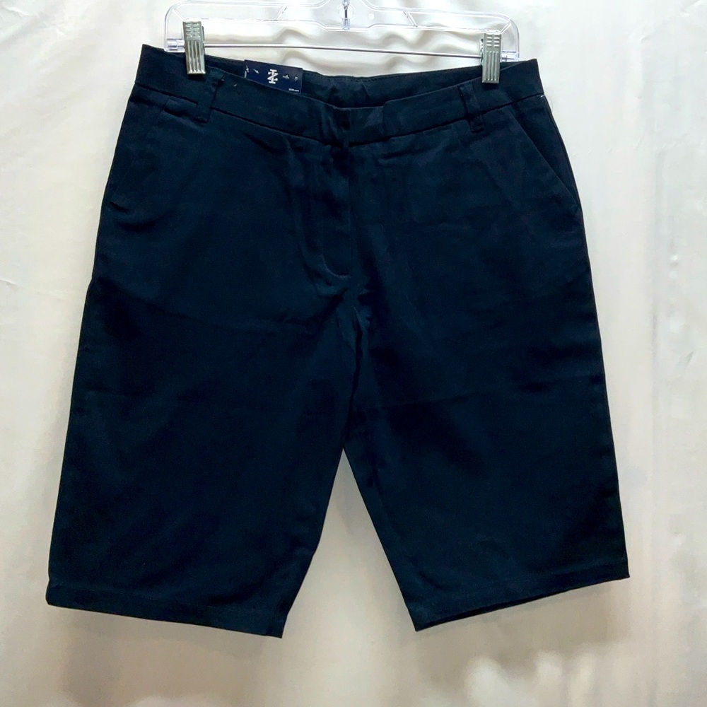 NWT Girl’s IZOD Approved Schoolwear‎ Navy Blue Bermuda Uniform Shorts 16.5 Plus